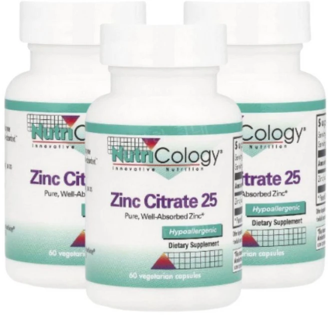Nutricology 아연 시트레이트 25 60 베지캡슐, 3개, 60정 - 쿠팡