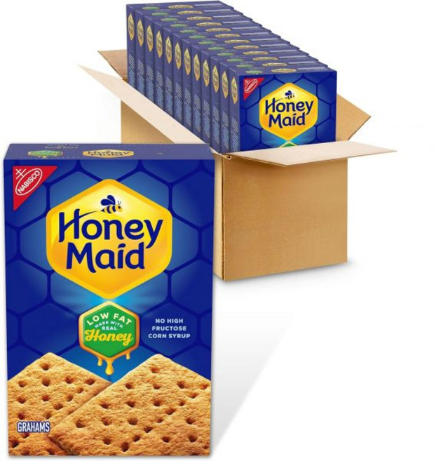 Honey Maid 낱개 개별 포장 과자 허니 메이드 저지방 그래햄 크래커 점심 간식 대용량 12개 묶음 각 1214.4온스 박스