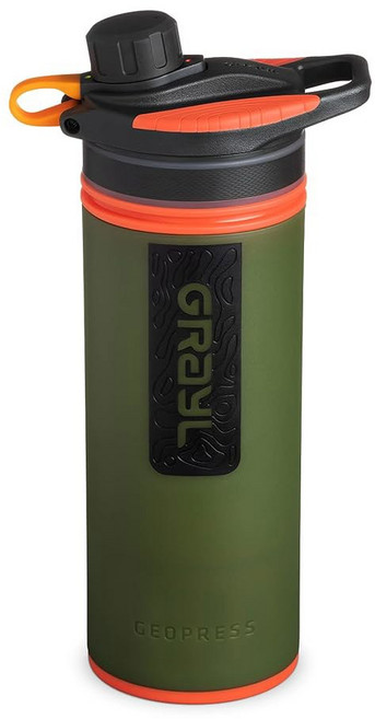 GRAYL GeoPress 24 oz Water Purifier Bottle - Filter for Hiking Camping Survival Travel Oasis Green, 1개