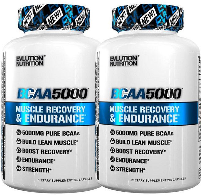 EVLUTIONNUTRITION BCAA支鏈胺基酸膠囊 5000mg, 240顆, 2罐