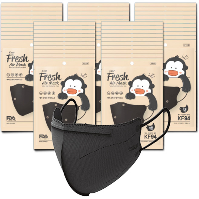 에버프레쉬 에어 새부리형 황사마스크 소형 KF94, 1개입, 50개, 블랙