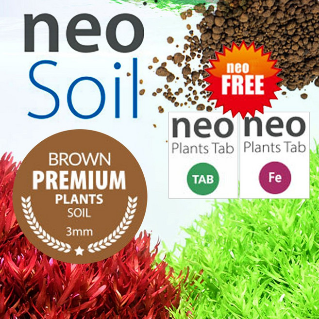 네오 컴팩트 프리미엄 플랜츠 소일 브라운 8L (탭 TAB + 철분 Fe 영양제 무료 증정) / 수족관 어항 수조 ADA 장식품 수초 모스 비료 쉬림프 CRS 구피 열대어 바닥재, 1개