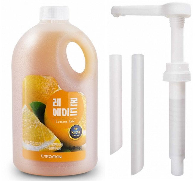 까로망 레몬 에이드 베이스 1.9kg + 전용 소스펌프 증정 | 대용량 레몬청 시럽 홈카페 음료, 11개