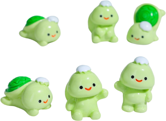 귀여운 거북이 미조경 장식 피겨 인테리어 소품 6개 세트, 6가지 스타일링, 6종 × 1세트