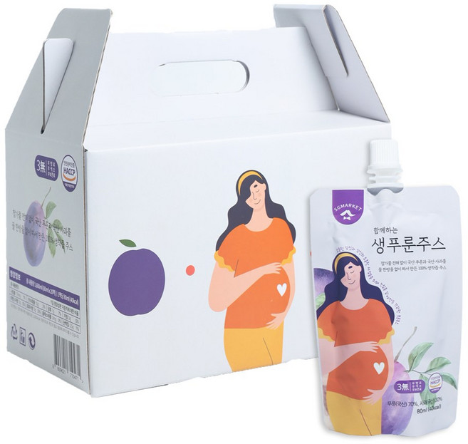 삿갓유통 함께하는 생푸룬주스, 20개, 80ml