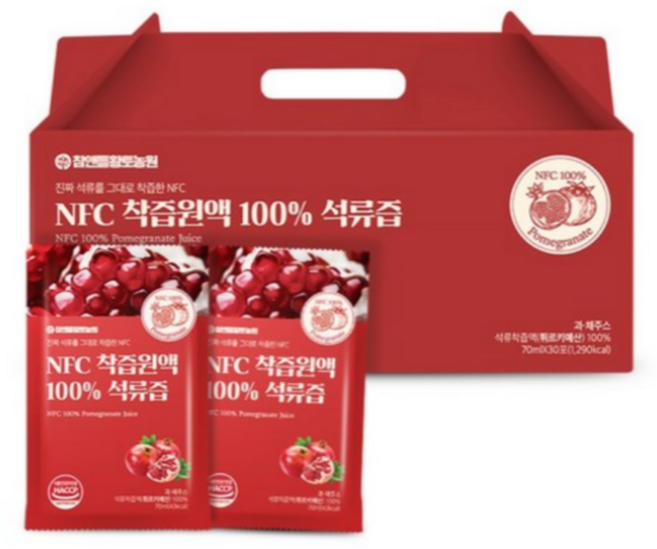 참앤들황토농원 NFC착즙원액 100% 석류즙 30포 1박스 (3박스 구매 시 1박스 더), 70ml