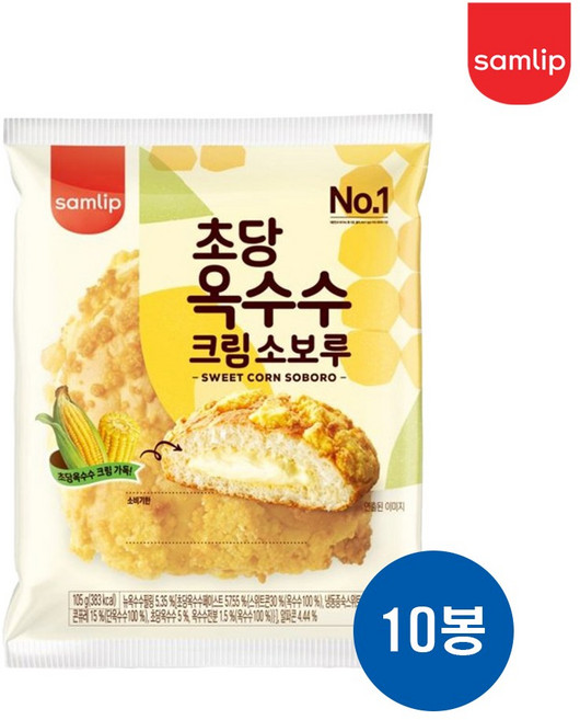 삼립 초당 옥수수크림 소보루, 105g, 10개