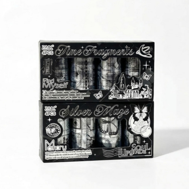 보스케 영문 레터링 다이컷 PET 다꾸 롤스티커 마테 테이프, 1박스, 타임프래그먼트