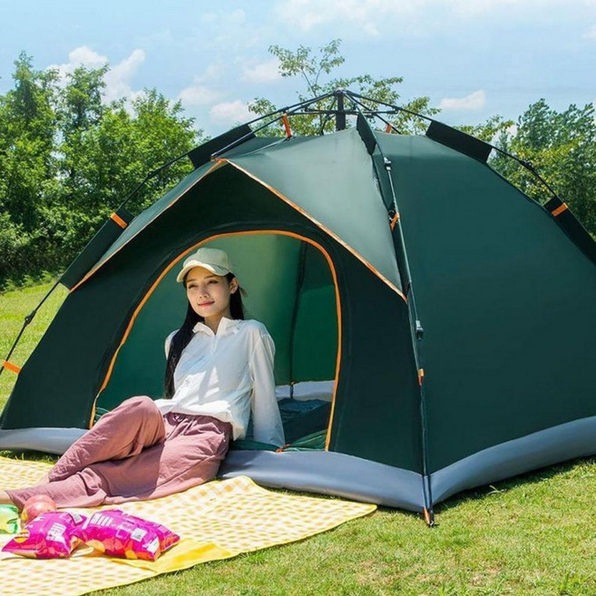 피크닉 캠핑 생활방수 원터치 팝업 쉘터 그늘막 텐트, 상세페이지 참조, 딥그린 2-3인용