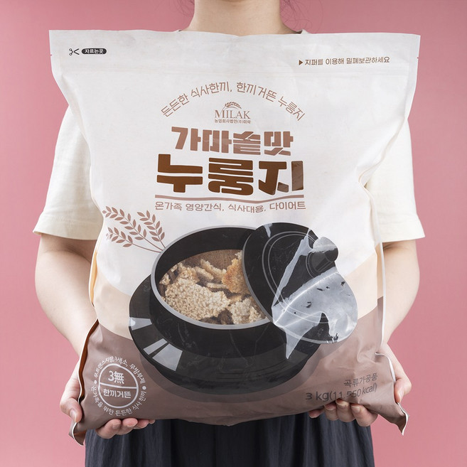 미락 가마솥맛 한끼거뜬 누룽지, 3kg, 1개