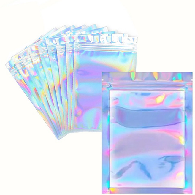 MMC 반짝이는 홀로그램 지퍼백 선물 포장 답례품 악세사리 간식 소분 개별 포장 투명 OPP봉투 비닐 봉투 영롱한 반짝이 DIY