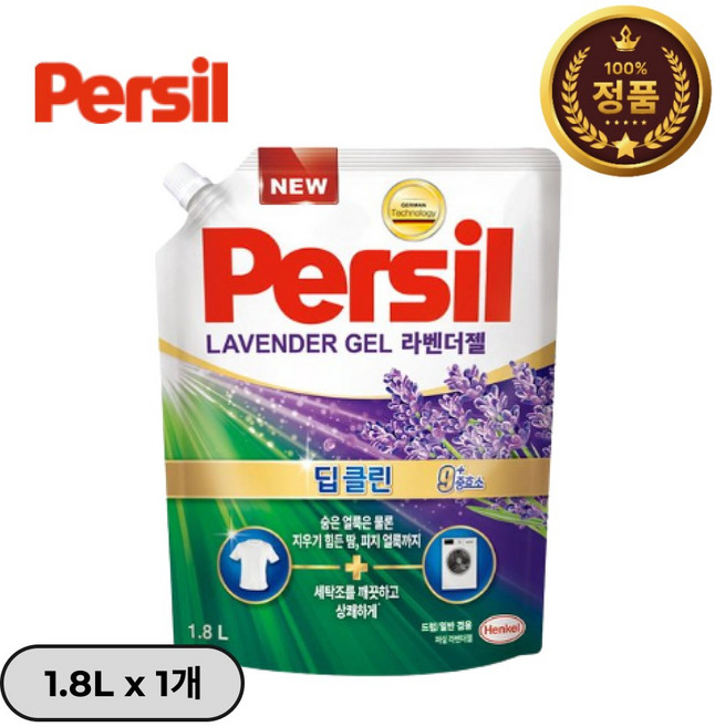 [리큐 퍼실] 딥클린 라벤더젤 듀얼 일반 드럼 겸용 리필, 1.8L, 1개