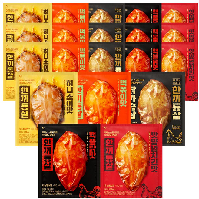 한끼통살 통살 닭가슴살 혼합 세트 20개입, 100g, 20개