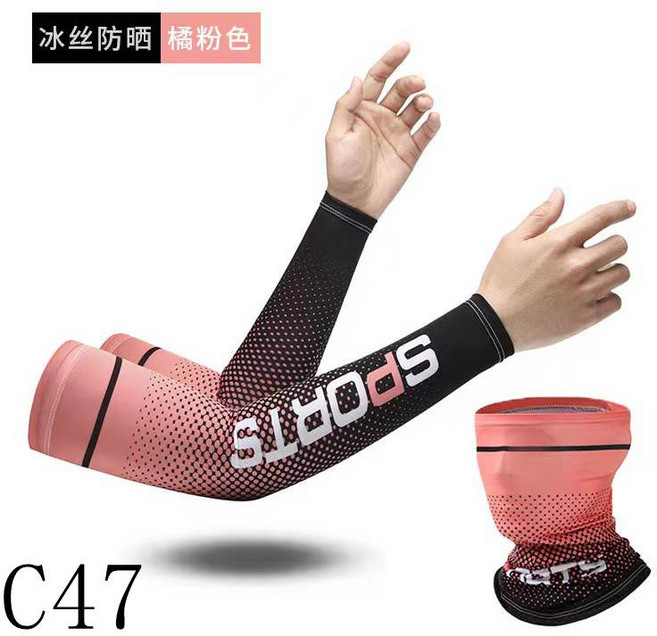 夏季防曬袖套/手套，防塵透氣騎士袖套，摩托車重機滑手機適用，多功能生活創意商品, 印花男女冰袖套(星空橘兩件套-均碼)
