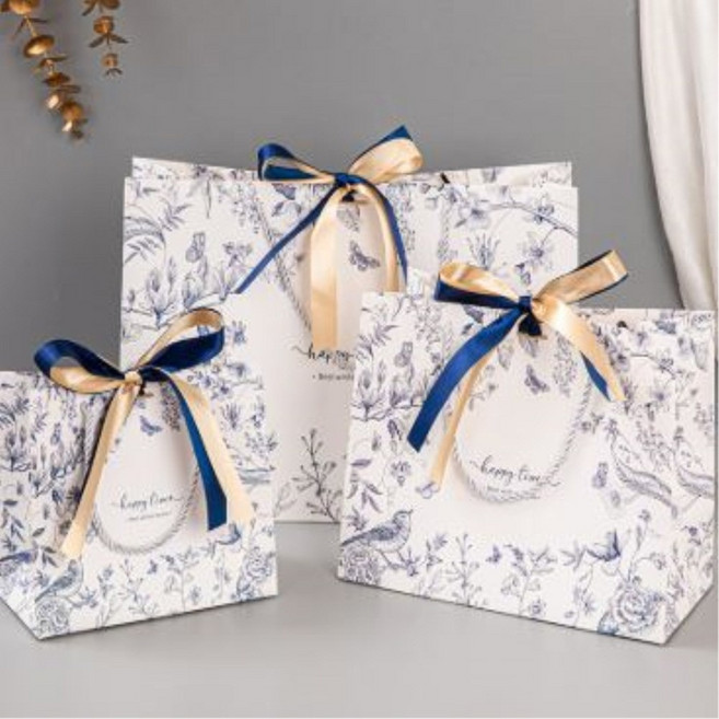 이거슨픽 튼튼한 선물용 종이가방 프리미엄 고급 쇼핑백, 5개, 블루