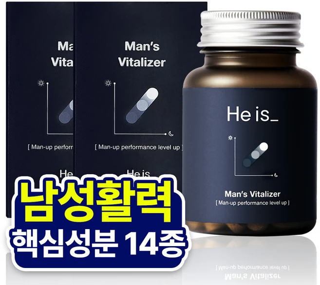 히이즈 맨즈 바이탈라이저 남성활력&스태미너 14종 아연, 60정, 2개 - 쿠팡