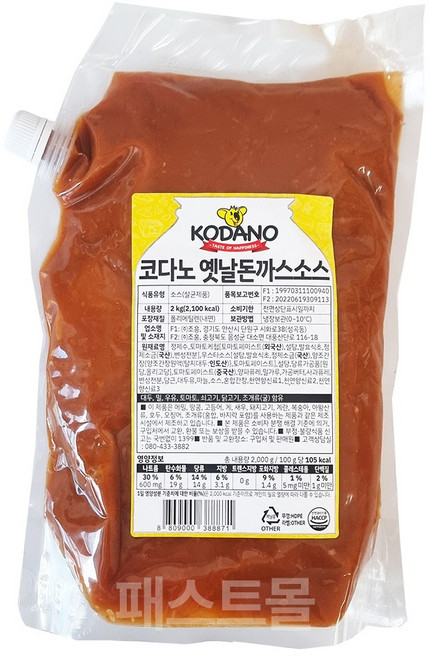 조흥 코다노 옛날돈까스소스, 2kg, 4개