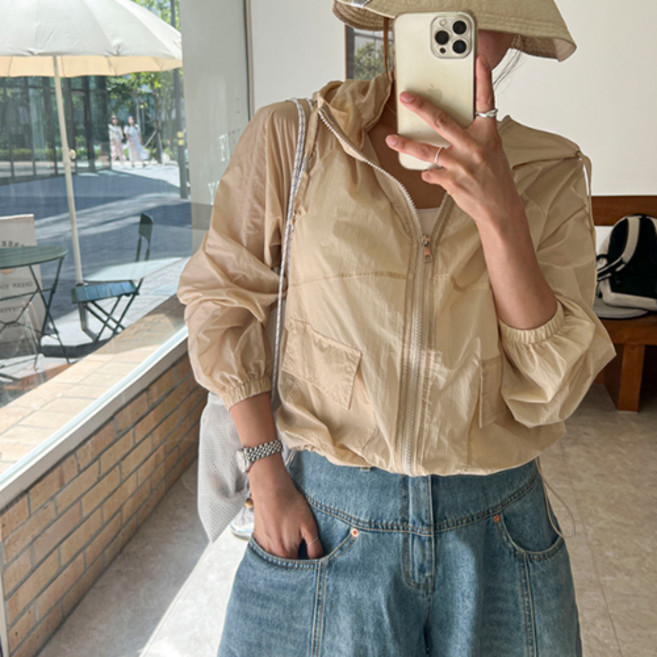 [난닝구/얇고시원한소재!냉방병NO!장마철OK!]프펠트 후드바람막이집업