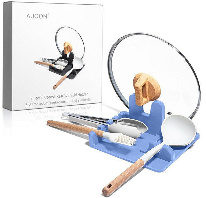 식기세척기 주방 식기 AUUN 안전 탑을 휴식 - (회색 대형) 있는 카운터를 요리를 위한 | 스푼 드립 스토브 실리콘 기기 실용적인 패드가, Large, Blue Velvet, 1개