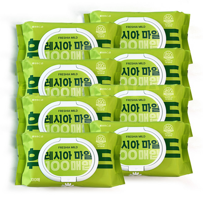 (주)쌍용씨엔씨 쌍용후레시아마일드 물티슈(100매) 물티슈 캡형, 100매, 8개