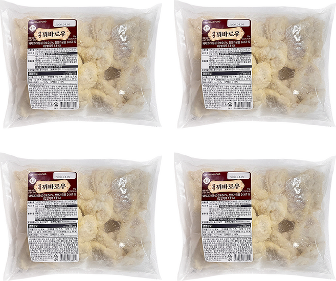 신세계푸드 올반 찹쌀 꿔바로우 탕수육 1kg x 4개 / 냉동 탕수육, 4kg, 1개