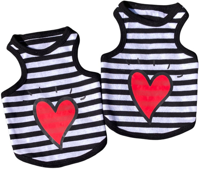 쏭바이펫 강아지 고양이 하트 나시티 S-3XL, 1개