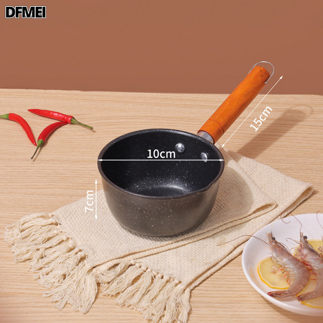 DFMEI 雪平鍋家用湯鍋迷你奶鍋抗菌不粘鍋煮泡麪蒸鍋寶寶輔食鍋, 1個, 雪平鍋【無蓋】:14cm, 1cm