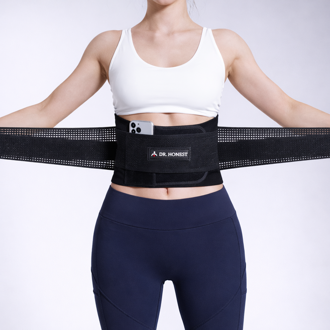 DR.HONEST 허리보호대 복대 벨트 여성 여자, 블랙, 1개