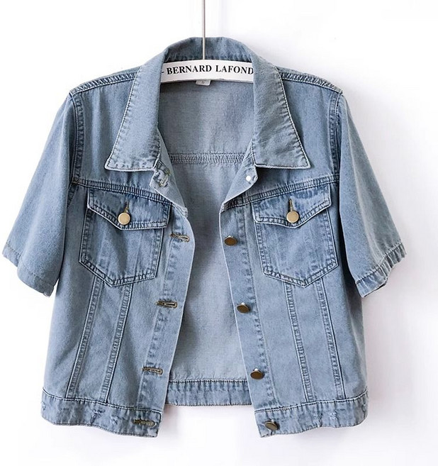 여성용 데님 쇼트 코트 슬림 반팔 재킷 뉴타임즈Women's Jackets F7027