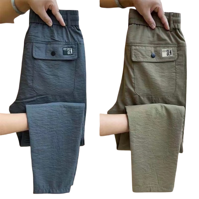 십전십미 남성 여름 면마 슬림 배기 캐주얼 팬츠 슬림핏 그레이 밴딩 팬츠