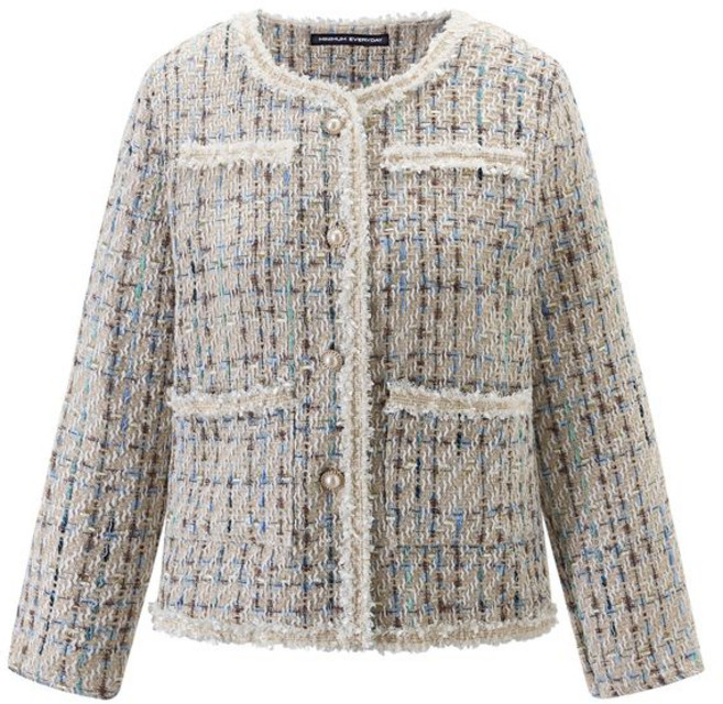 미니멈 여성용 클래식 믹스 트위드 긴팔 하객 자켓 EC1JK008D