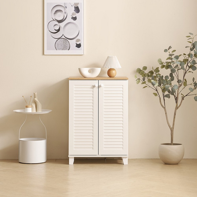 사사가구 라라 600 3단 양문형 낮은 수납장, 화이트