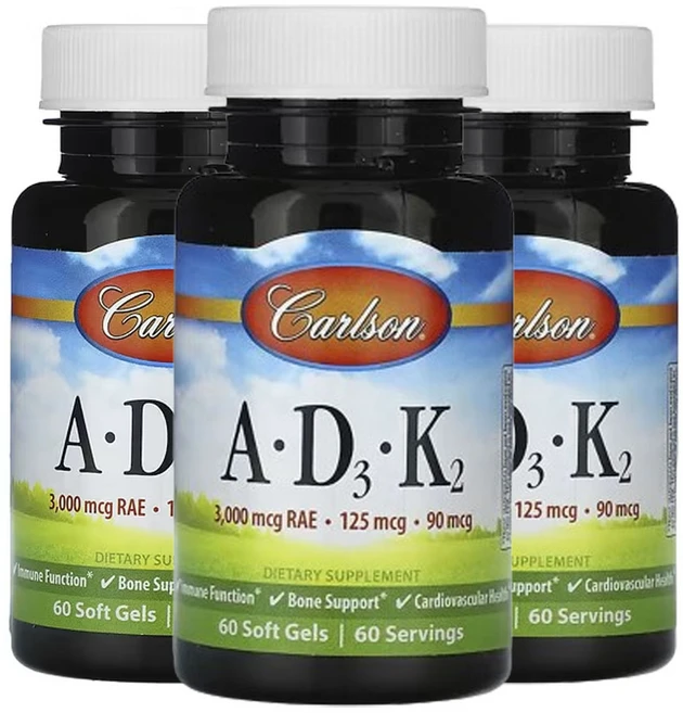 칼슨 비타민 A - D3 - K2 60소프트젤, 60정, 3개 - 쿠팡