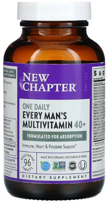 New Chapter One Daily Every Man's™ 종합비타민 40세 이상 식물성 정제 96정 Chapter (뉴 챕터), 96 개, 1개 - 쿠팡