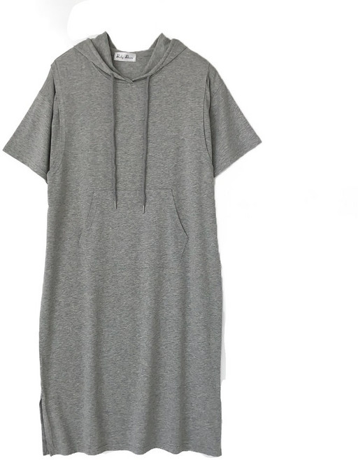 BabyShare 韓版寬鬆顯瘦時尚連帽哺乳裙 孕婦裝 洋裝 短袖大肚裝 產前產後可穿