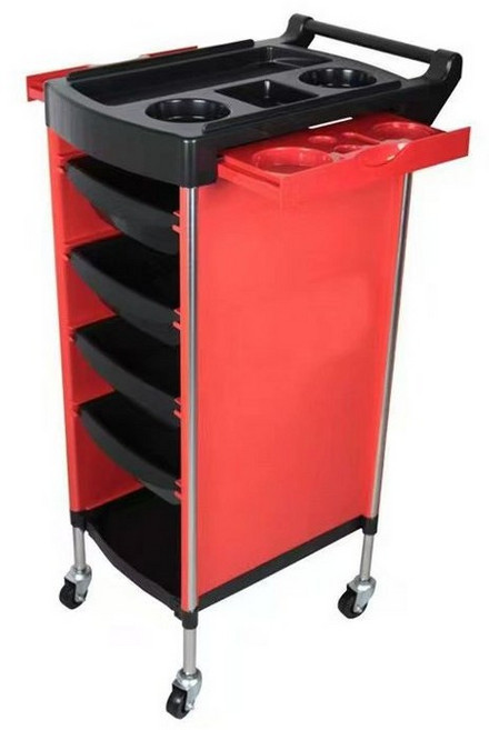 미용실 트레이 스텐 바버샵 캐비닛 금도금 캐비닛, 공식 표준형, 50x40x86cm, 레드 패셔너블 카트 2개 이상 주문