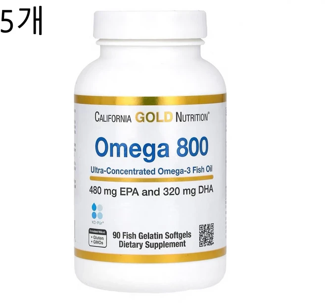 Omega 800 캘리포니아골드 Fish Oil 80% EPA DHA 1 000 mg Fish Gelatin, 90정, 5개 - 쿠팡