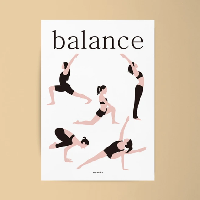 필라테스 2 M 디자인 포스터 다이어트 운동, 프레임색상 - 쿠팡