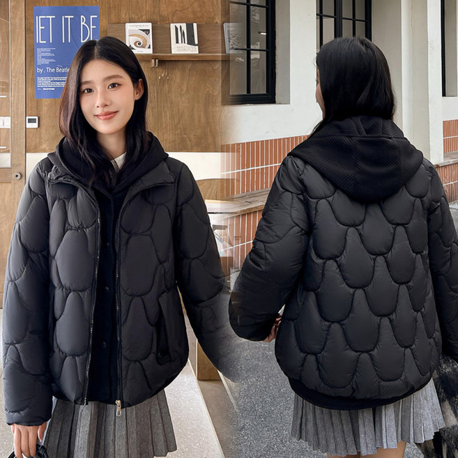 Asure 여성겨울패딩 경량 누빔 패딩 숏패딩 자켓 후드 패딩