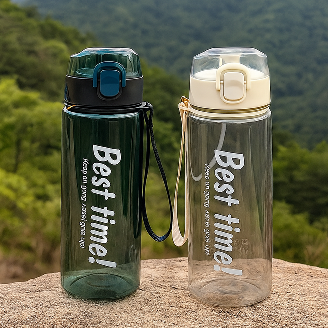 모아 베스트 타임 물병 스포츠 산책 등산 수영장 헬스 휴대용 물통 보틀 650ml, 1개, 그린