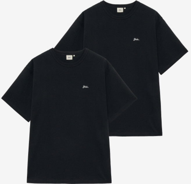 예일 2PACK 헤비웨이트 스넬로고 반팔티셔츠 블랙/블랙