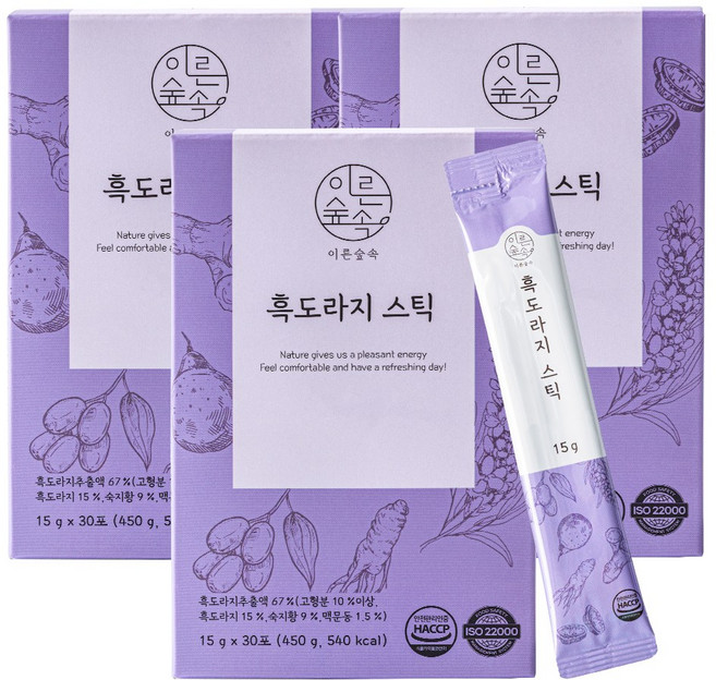흑문동 스틱 국산 흑도라지 맥문동 무색소 명인제조, 3개, 450g