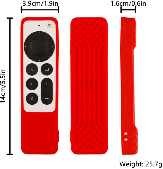 Apple TV 4K Siri Remote 2021 실리콘 제어 보호 커버 스킨 원격 케이스 액세서리용, Red