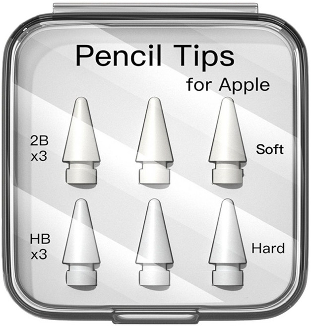 서플라이코 애플펜슬 전용 소프트 펜촉, 1개, 하드 3 + 소프트 3