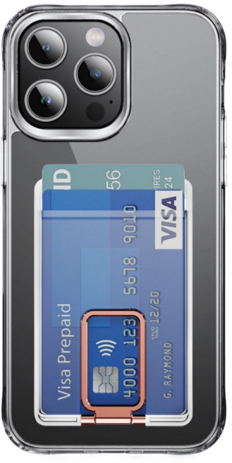 일리마 맥세이프 카드지갑 포켓 거치대 겸용 핸드폰 케이스 전기종 호환 가능, 1개, 로즈골드