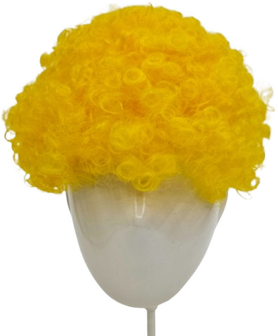 옐로우 헤어 위그 풍성한 펌 스타일 파티 분장용
