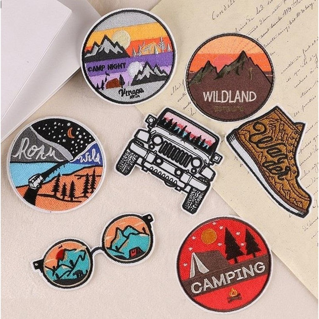 더하우스마켓 빈티지 와펜 3종 세트 감성 캠프파이어 선글라스 패치 열접착 부자재 의류 스티커 액세서리 자수, 1개, 3번.선글라스 와펜세트