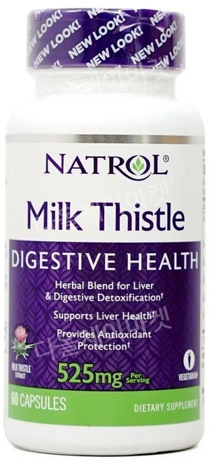 Natrol 나트롤 소화건강 밀크시슬 Milk Thistle 525mg 60캡슐, 1개, 60정 - 쿠팡