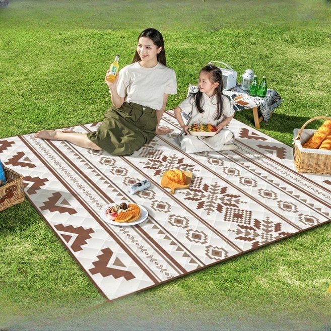시스슈 피크닉매트 푹신한 프리미엄 방수원단 야외 캠핑매트, 브라운