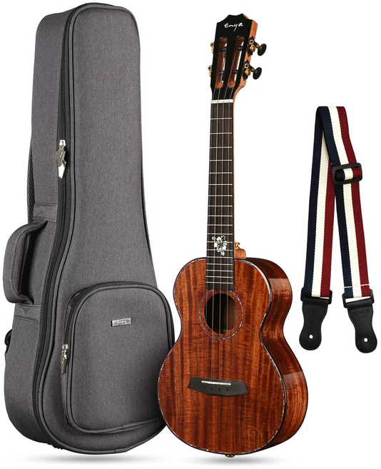 Enya 콘서트 테너 우쿨렐레 전문 플레이어를 위한 올 솔리드 아카시아 글로스 하와이 미니 기타 픽업 프리미엄 긱 백 스트랩 포함, Acoustic Ukulele, 26 inch, 1개